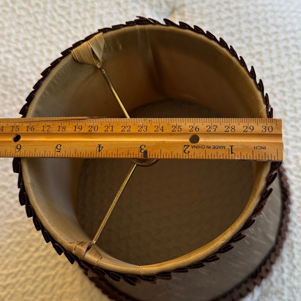 Antique Brown Lamp Shade Silk Metal Embellished Ribbon - Picture 10 of 11